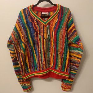 Vintage Coogi Australia Sweater Multicolored Size Medium V-Neck